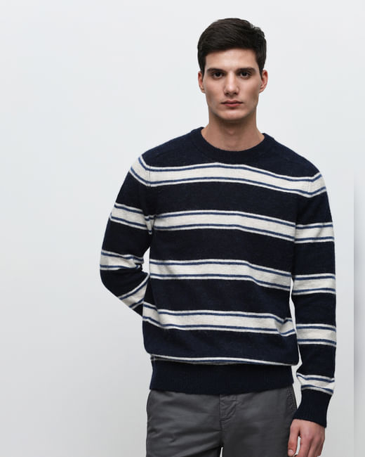 Dark Blue Striped Pullover