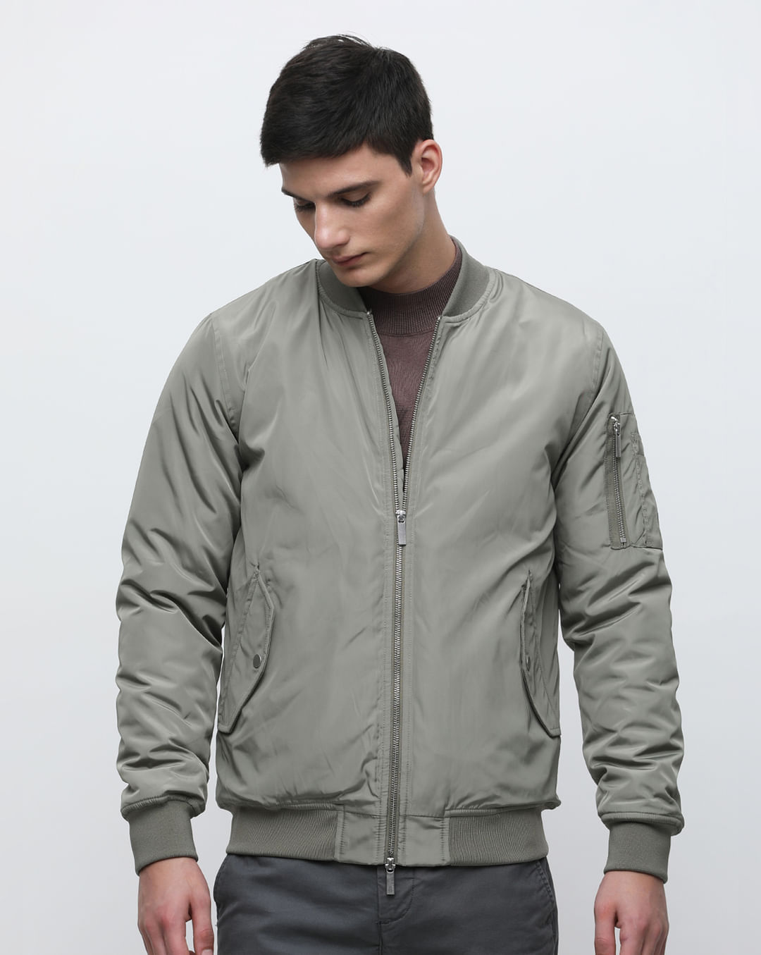 Buy Grey Zip-Up Bomber Jacket for Men Online at SELECTED HOMME | 222650102