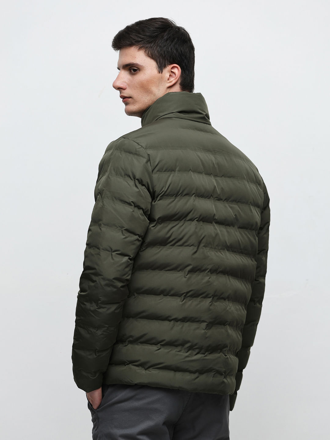 Olive green cheap quilted jacket