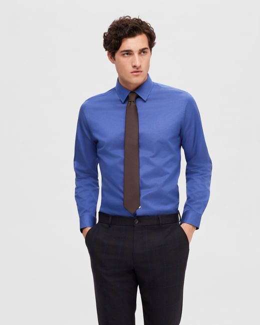 Buy Blue Slim Fit Full Sleeves Shirt for Men Online at SELECTED HOMME ...
