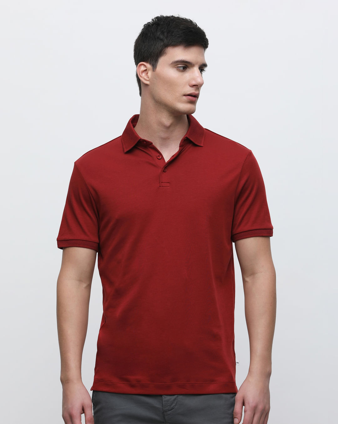 Buy Dark Red Polo Neck T-shirt for Men Online at SELECTED HOMME | 230390103