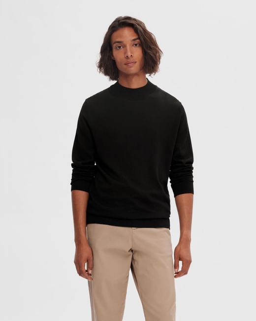 Black Merino Wool CoolMax Pullover