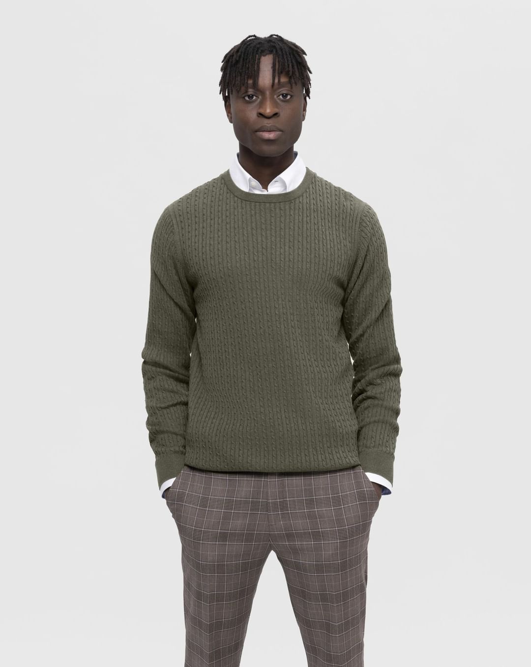 Buy Green Cable Knit Pullover for Men Online at SELECTED HOMME
