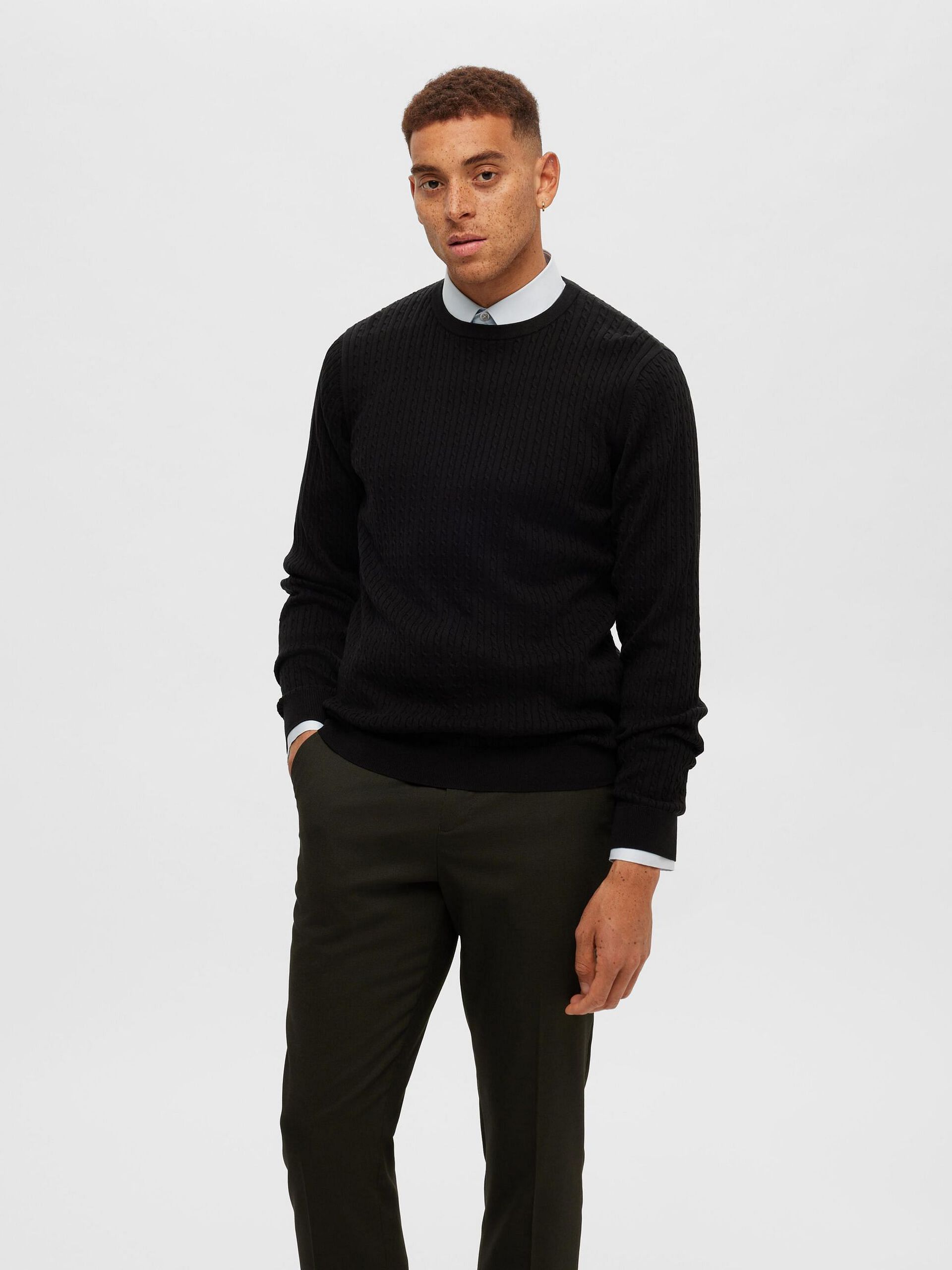 Buy Black Cable Knit Pullover for Men Online at SELECTED HOMME