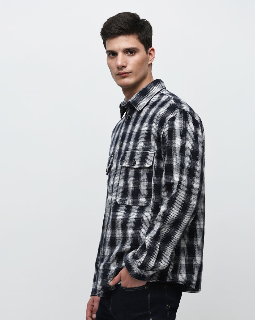 Selected Homme check flannel shirt in dark green and black