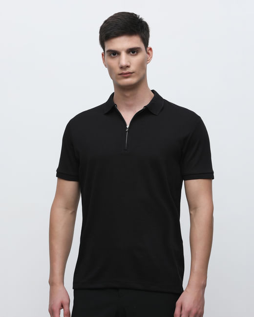 Black Zipper Polo T-shirt