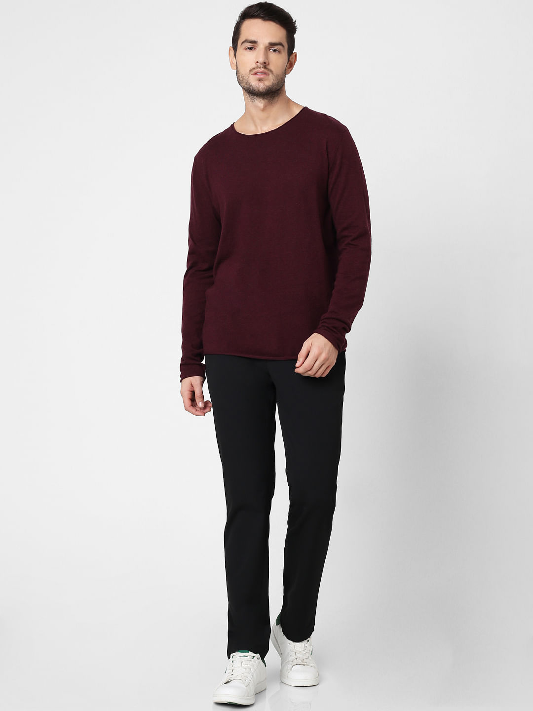 burgundy crew neck jumper