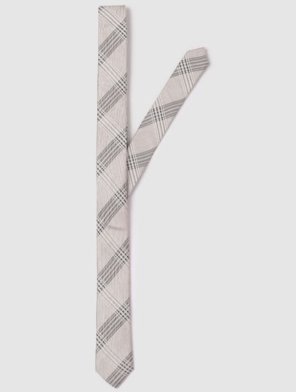 Beige Printed Tie
