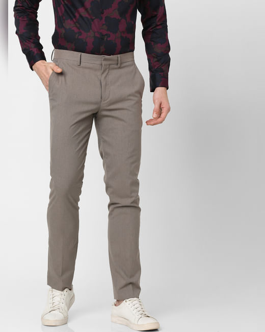 Brown Mid Rise Formal Trousers