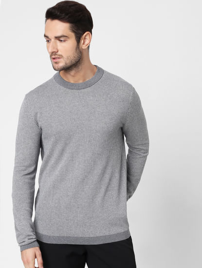 Grey Self-Design Pullover