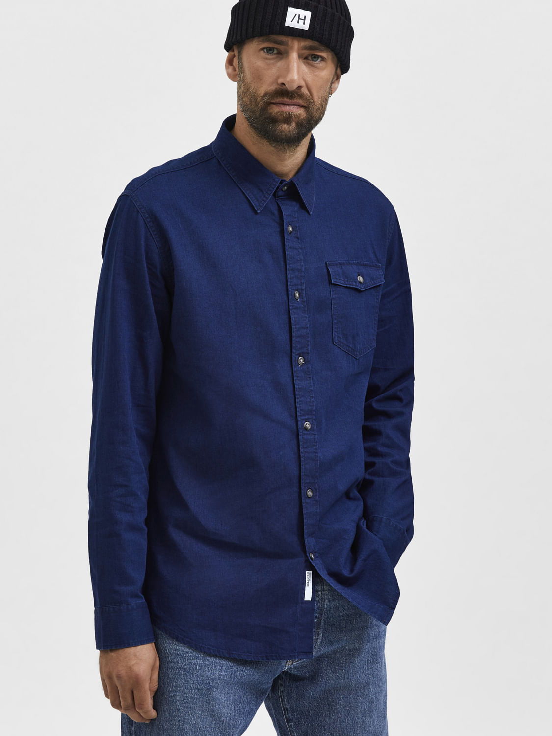 Frenchtrendz | Buy Frenchtrendz Tencel Denim Indigo Blue Long Shirt Online