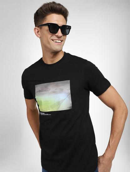Black Printed Organic Cotton T-shirt