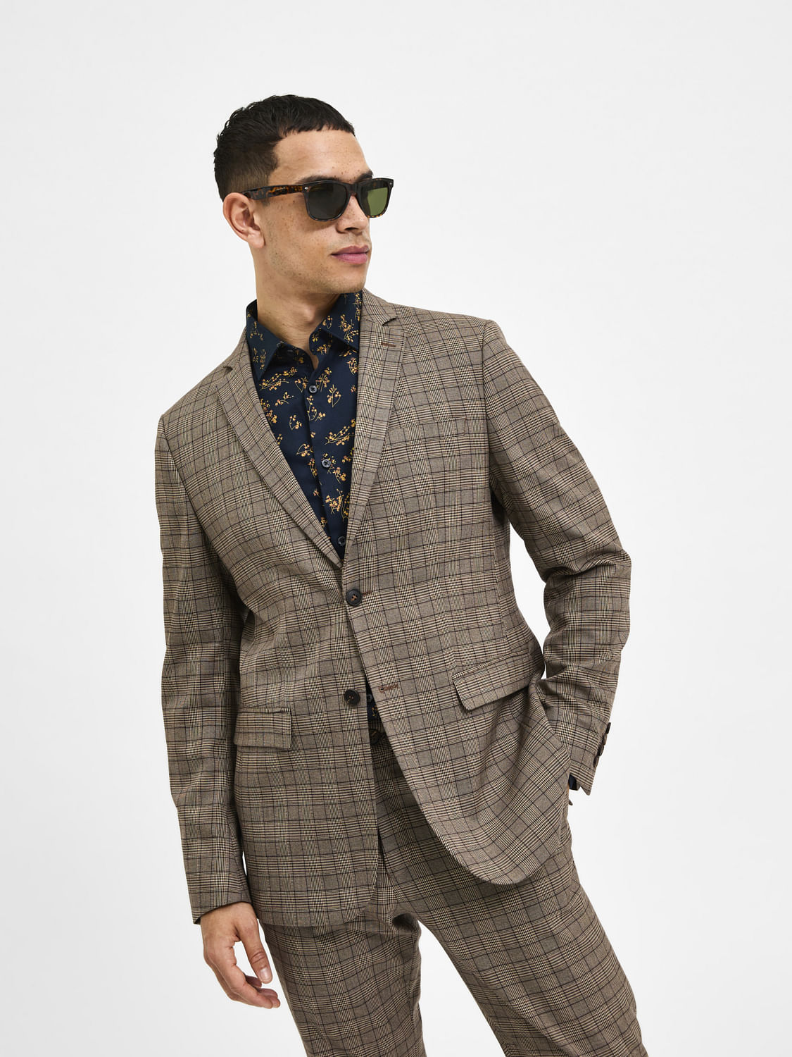 checkered suit brown