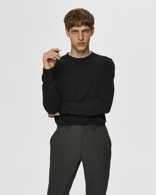 SELECTED Black Knitted Crew Neck Pullover