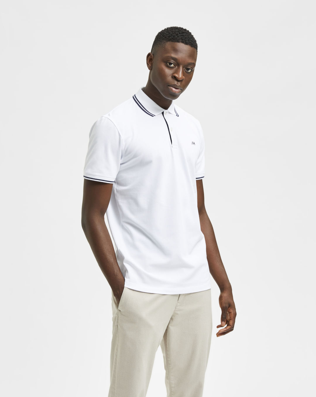 Buy White Polo T-shirt for Men Online at SELECTED HOMME| 278235703