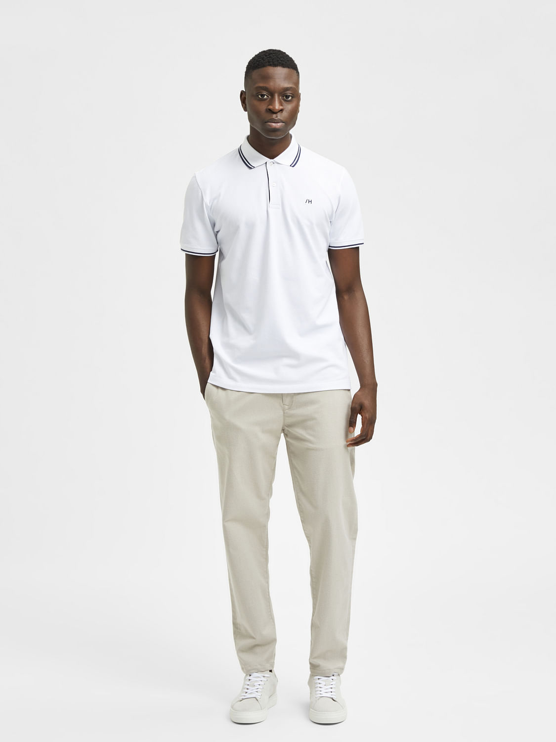 Buy Off White Solid Flatknit Polo Online at Muftijeans