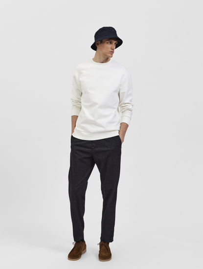 Grey Mid Rise Semi-Tailored Chinos