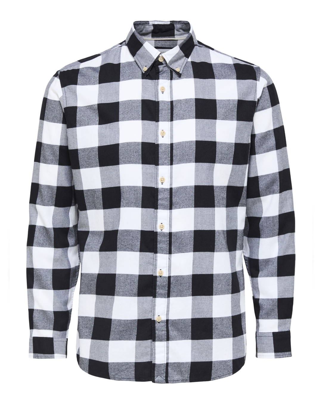 Black Flannel Checked Cotton Shirt|284714702
