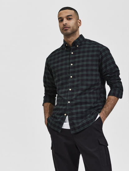 Green Flannel Checked Full Sleeves Shirt