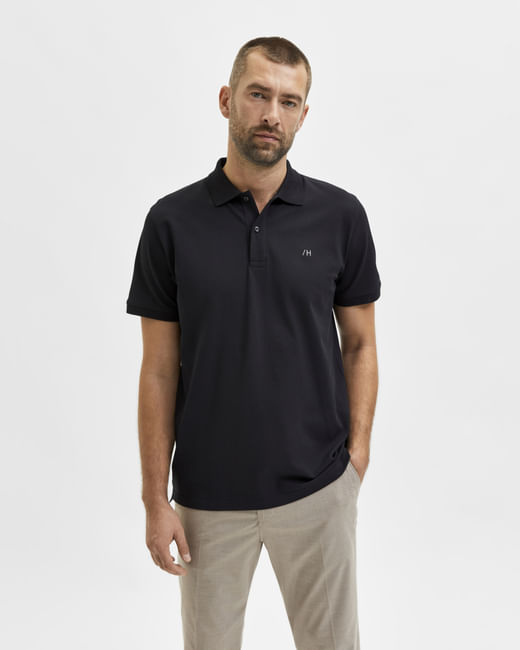 Black Organic Cotton Polo T-shirt