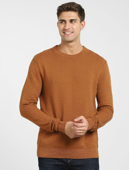 Brown Crew Neck Pullover