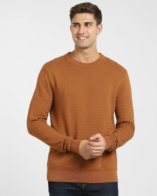 Brown Crew Neck Pullover