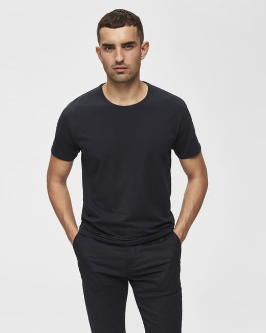 SELECTED Black Organic Cotton T-shirt