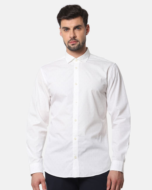 White All Over Print Full Sleeves Shirt