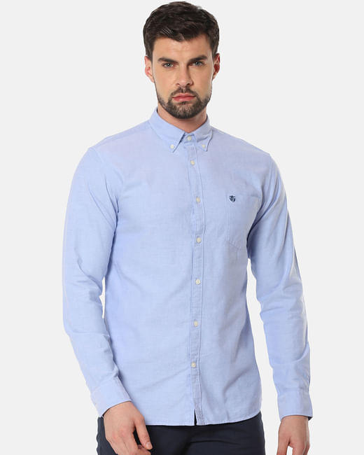 Light Blue Chest Pocket Full Sleeves Shirt