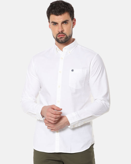 White Chest Pocket Full Sleeves Shirt