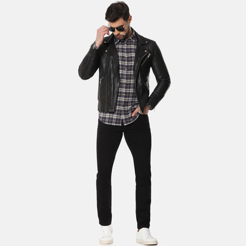 Black Mid Rise Leon Slim Fit Jeans