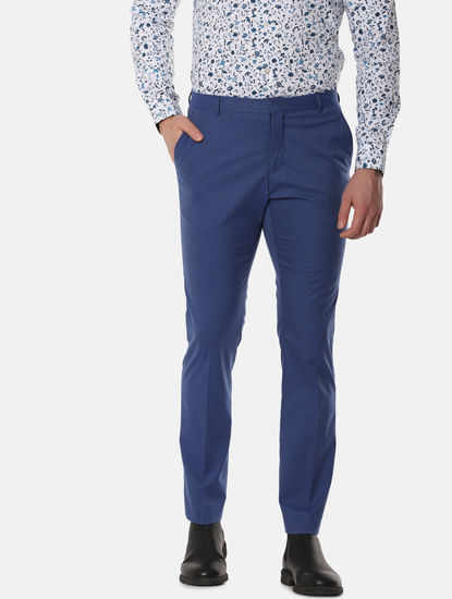 Blue Mid Rise Formal Trousers