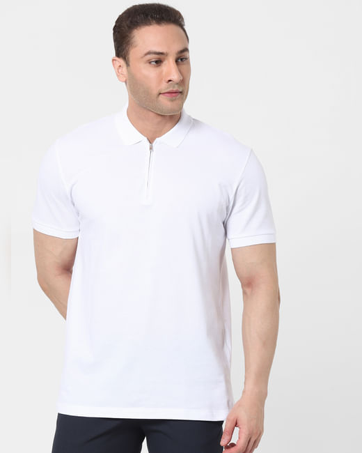 White Zip Polo T-shirt