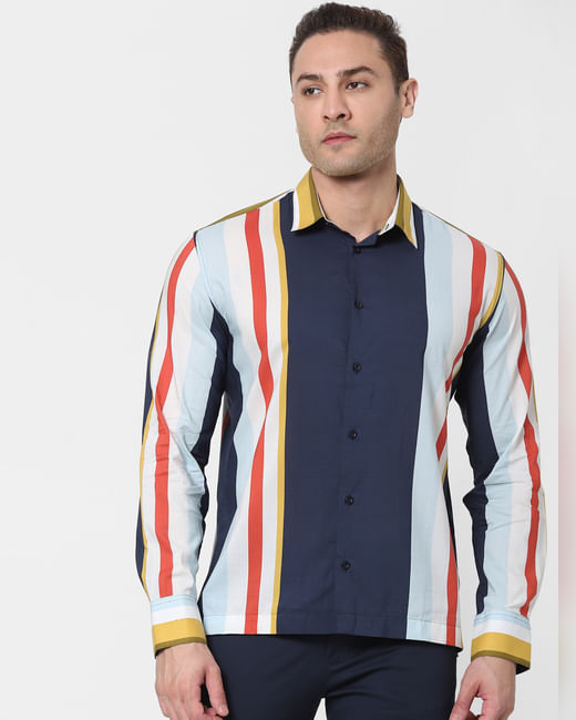 Multi-Coloured Colourblocked Full Sleeves Shirt