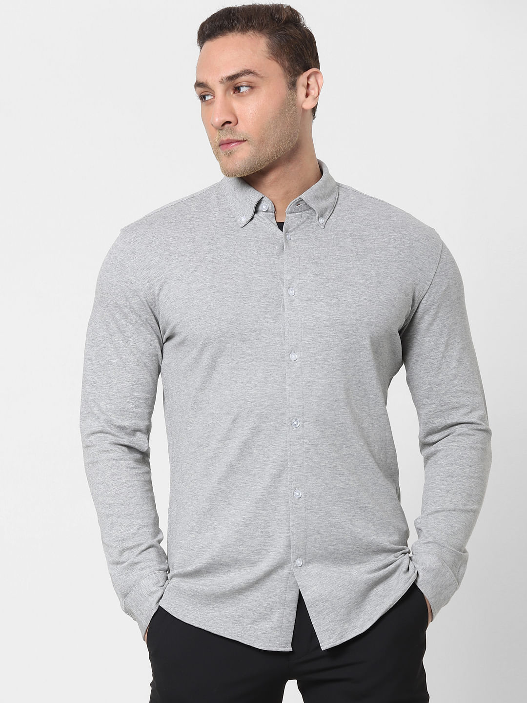 knit button down shirt