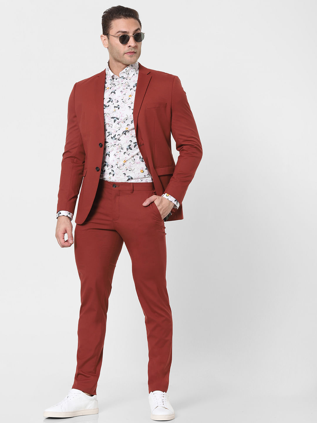 red slim fit suit jacket