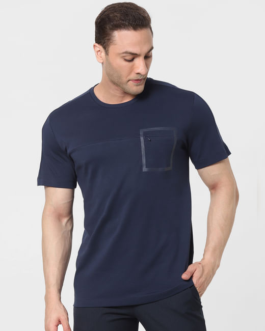 Blue Organic Cotton Crew Neck T-shirt