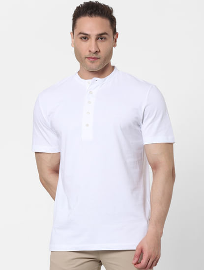 White Organic Cotton Polo Neck T-shirt 