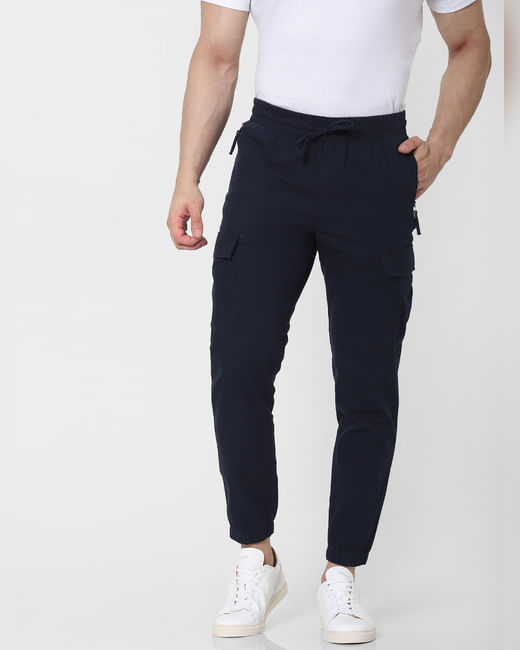 Blue Mid Rise Tapered Fit Pants 