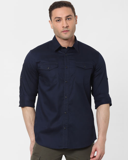 Navy Blue Full Sleeves Shirt