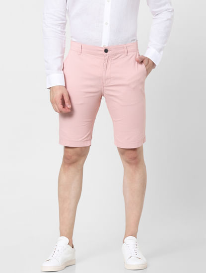 Pink Mid Rise Chino Shorts