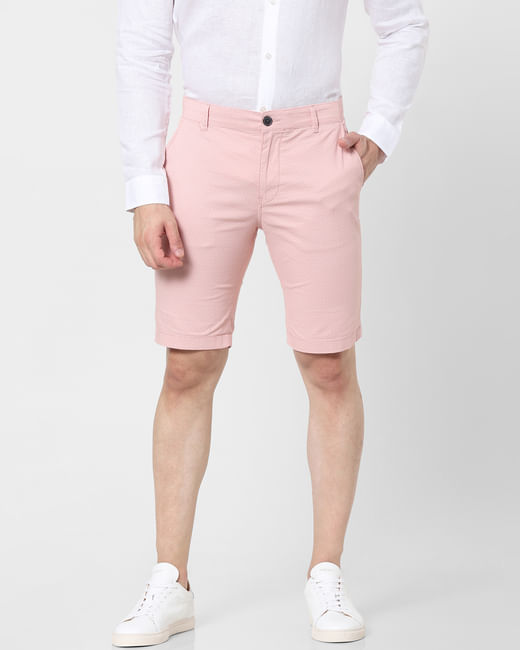 Pink Mid Rise Chino Shorts