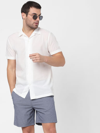 White Striped Short Sleeves Shirt
