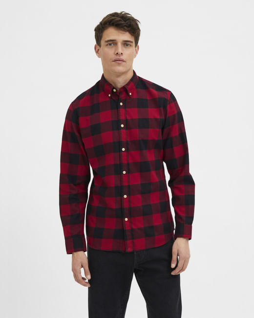 Red Flannel Checked Full Sleeves Shirt