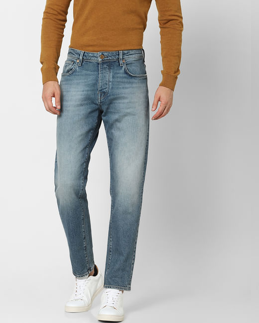 Blue Mid Rise Loose Fit Jeans