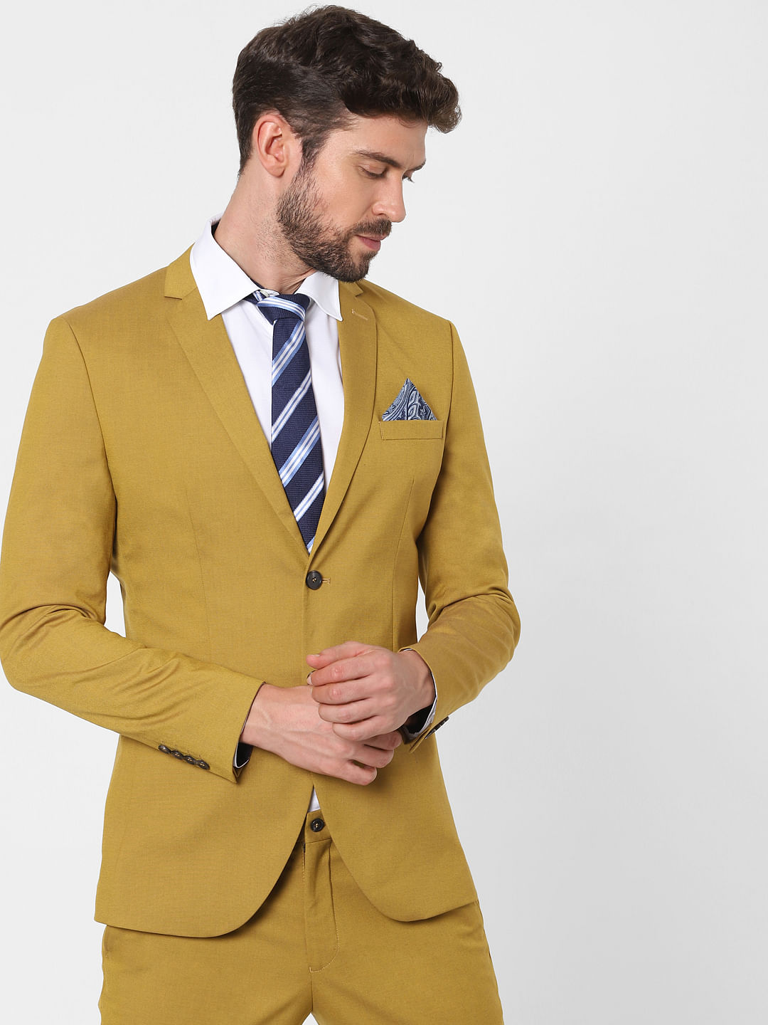 Buy Hangup Men Yellow Smart Regular Fit Solid Formal Trousers - Trousers  for Men 9302077 | Myntra