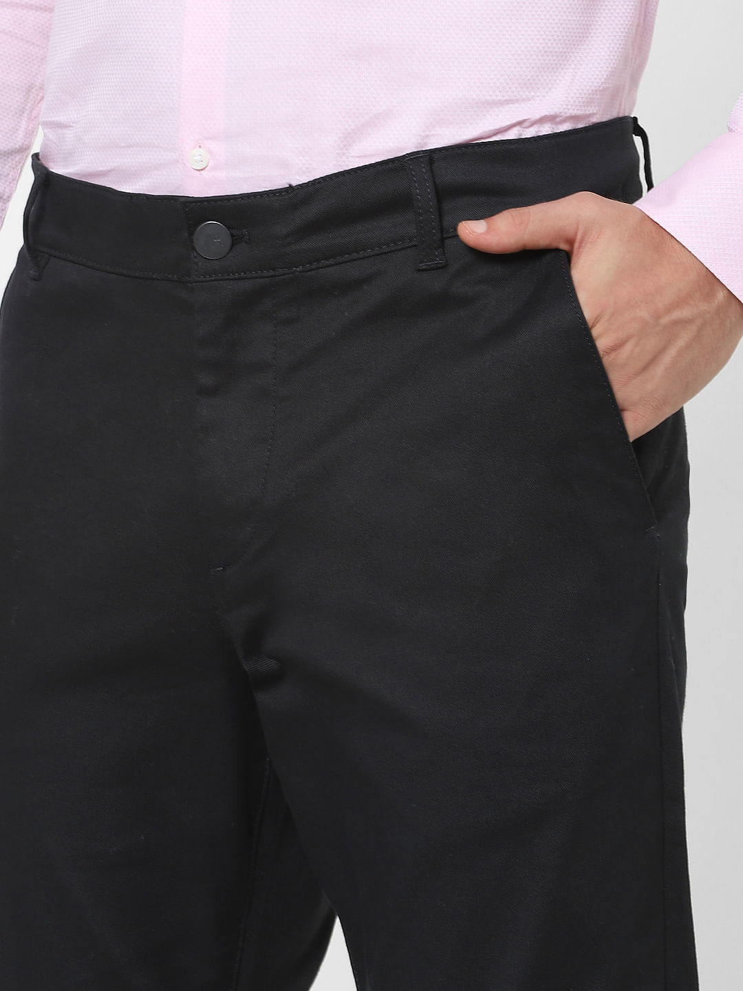 Buy the Garmspot Straight Chino Trousers in Black on Garmspot.com