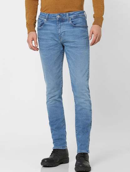Blue Mid Rise Organic Cotton Leon Slim Fit Jeans