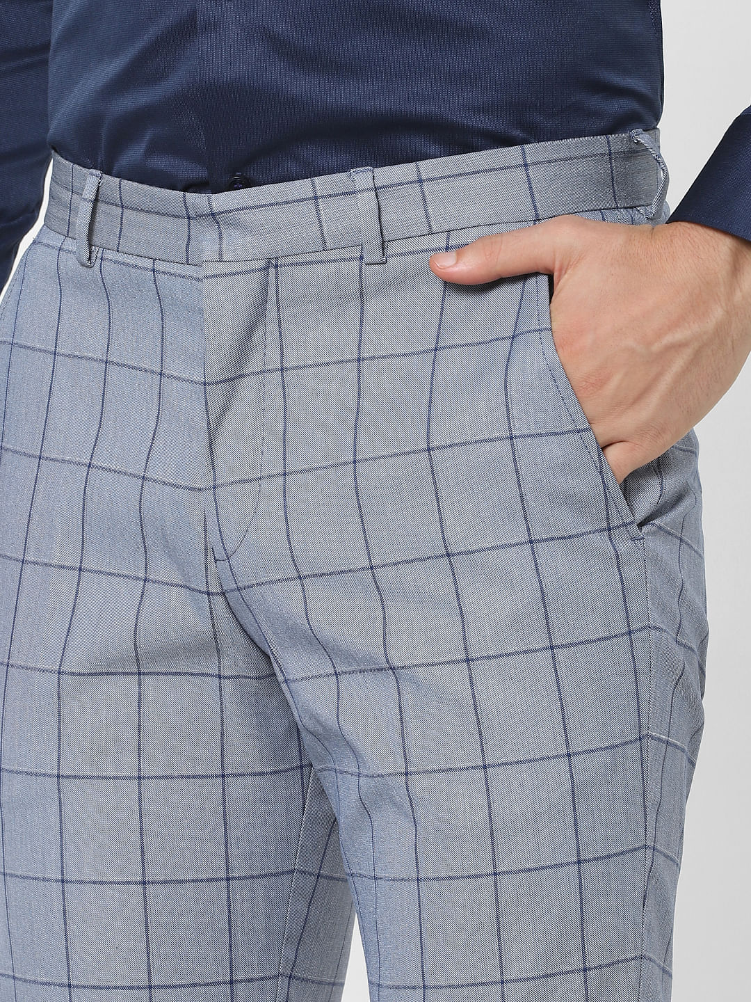 Mens Light Blue Slim Fit Solid Trouser  The Shopay International