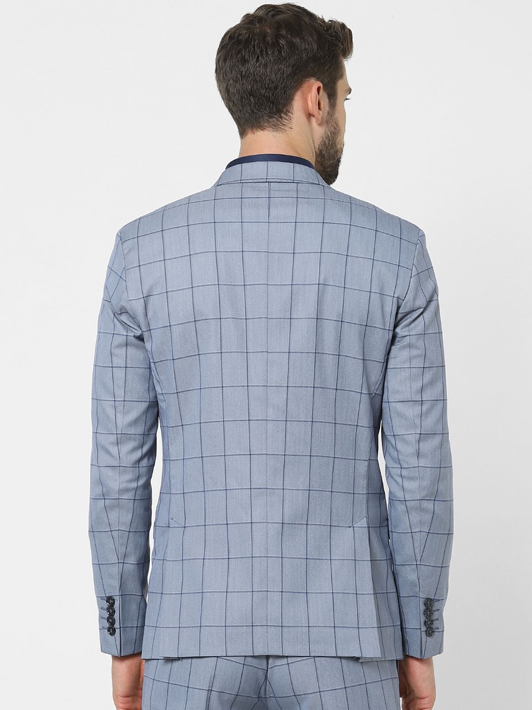 Light blue checkered on sale blazer